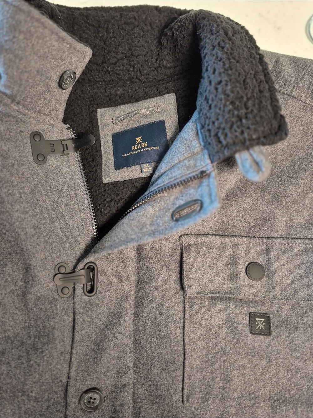 Roark Gray Military-Style Field Jacket with High Collar - Picture 3 of 3
